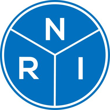 Beyaz arka planda NRI harf logosu tasarımı. NRI yaratıcı harflerin baş harfleri logo kavramı. NRI harf tasarımı.