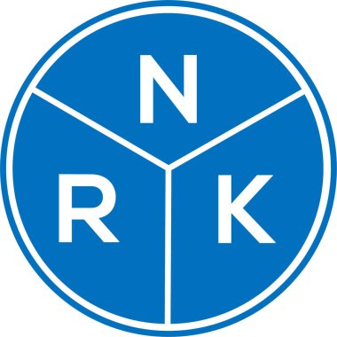 Beyaz arka planda NRK harf logosu tasarımı. NRK yaratıcı harflerin baş harfleri logo kavramı. NRK harf tasarımı.