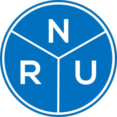 Beyaz arka planda NRU harf logosu tasarımı. NRU yaratıcı harf logosu konsepti. NRU harf tasarımı.