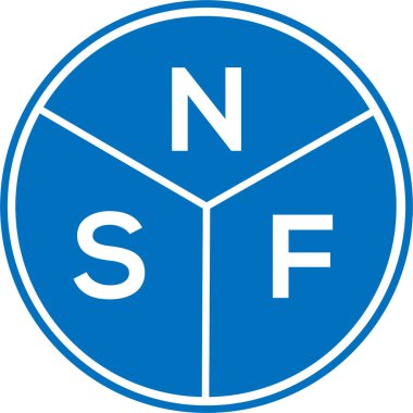 Beyaz arka planda NSF harf logosu tasarımı. NSF yaratıcı harflerin baş harfleri logo kavramı. NSF harf tasarımı.
