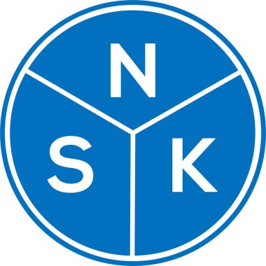 Beyaz arkaplanda NSK harf logosu tasarımı. NSK yaratıcı harflerin baş harfleri logo kavramı. NSK harf tasarımı.
