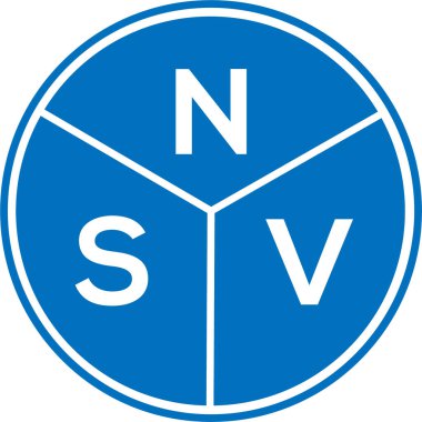 Beyaz arka planda NSV harf logosu tasarımı. NSV yaratıcı harflerin baş harfleri logo kavramı. NSV harf tasarımı.