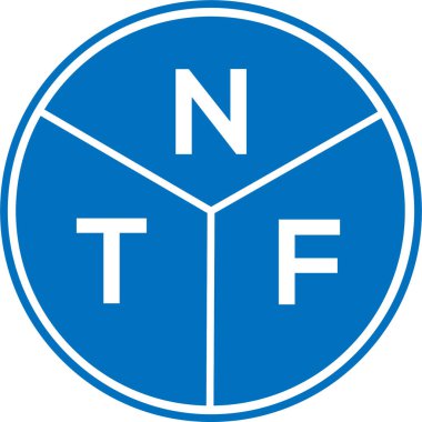 Beyaz arka planda NTF harf logosu tasarımı. NTF yaratıcı harf logosu konsepti. NTF harf tasarımı.