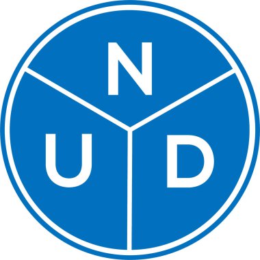 Beyaz arka planda NUD harf logosu tasarımı. NUD yaratıcı harflerin baş harfleri logo kavramı. NUD harf tasarımı.
