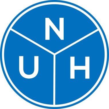Beyaz arka planda NUH harfli logo tasarımı. NUH yaratıcı harfler logosu konsepti. NUH harf tasarımı.