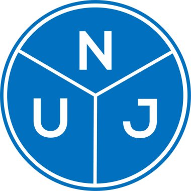 Beyaz arka planda NUJ harf logosu tasarımı. NUJ yaratıcı harflerin baş harfleri logo kavramı. NUJ harf tasarımı.