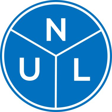 Beyaz arkaplanda NUL harf logosu tasarımı. NUL yaratıcı harf logosu konsepti. NUL harf tasarımı.