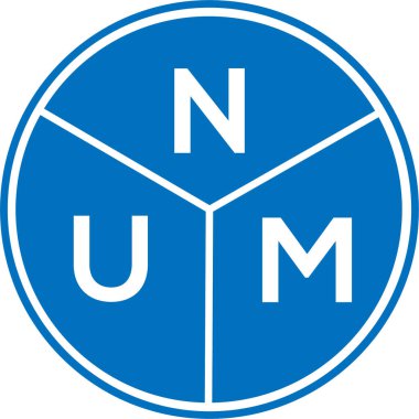 Beyaz arka planda NUM harf logosu tasarımı. NUM yaratıcı harflerin baş harfleri logo kavramı. NUM harf tasarımı.