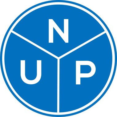 Beyaz arkaplanda NUP harf logosu tasarımı. NUP yaratıcı harfler logosu konsepti. NUP harf tasarımı.