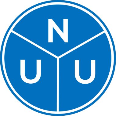 Beyaz arka planda NUU harf logosu tasarımı. NUU yaratıcı harfler logosu konsepti. NUU harf tasarımı.