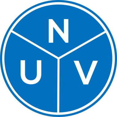 Beyaz arkaplanda NUV harf logosu tasarımı. NUV yaratıcı harflerin baş harfleri logo kavramı. NUV harf tasarımı.