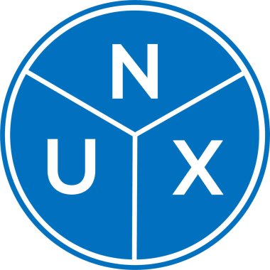 Beyaz arkaplanda NUX harfli logo tasarımı. NUX yaratıcı harf logosu konsepti. NUX harf tasarımı.