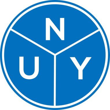 Beyaz arka planda NUY harf logosu tasarımı. Yaratıcı harflerin baş harfleri logo konsepti. NUY harf tasarımı.