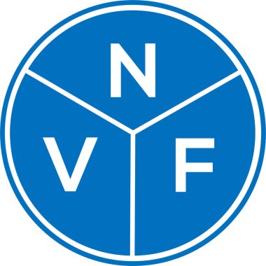 Beyaz arka planda NVF harf logosu tasarımı. NVF yaratıcı harflerin baş harfleri logo kavramı. NVF harf tasarımı.
