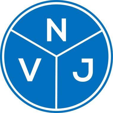 Beyaz arka planda NVJ harf logosu tasarımı. NVJ yaratıcı harflerin baş harfleri logo kavramı. NVJ harf tasarımı.