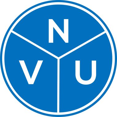 Beyaz arka planda NVU harf logosu tasarımı. NVU yaratıcı harflerin baş harfleri logo kavramı. NVU harf tasarımı.