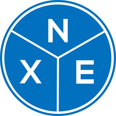 Beyaz arkaplanda NXE harf logosu tasarımı. NXE yaratıcı harflerin baş harfleri logo kavramı. NXE harf tasarımı.