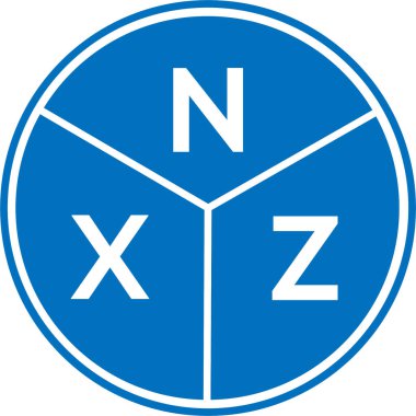 Beyaz arkaplanda NXZ harf logosu tasarımı. NXZ yaratıcı harflerin baş harfleri logo kavramı. NXZ harf tasarımı.