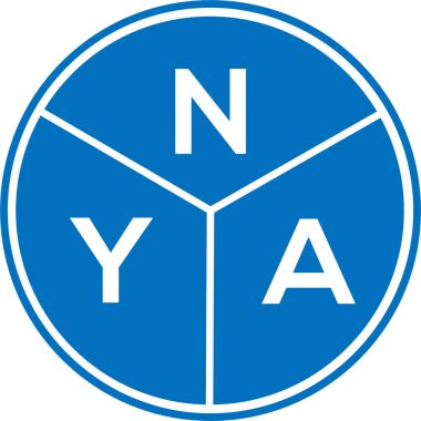 Beyaz arka planda NYA mektup logosu tasarımı. NYA yaratıcı harfler logosu konsepti. NYA mektup tasarımı.