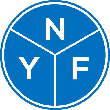 Beyaz arka planda NYF mektup logosu tasarımı. NYF yaratıcı harf logosu konsepti. NYF mektup tasarımı.