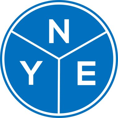 Beyaz arka planda NYE mektup logosu tasarımı. NYE yaratıcı harfler logosu konsepti. NYE mektup tasarımı.