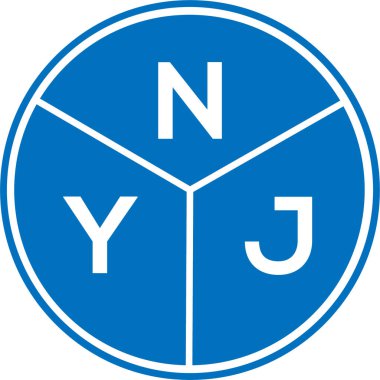 Beyaz arka planda NYJ mektup logosu tasarımı. NYJ yaratıcı harfler logosu konsepti. NYJ mektup tasarımı.