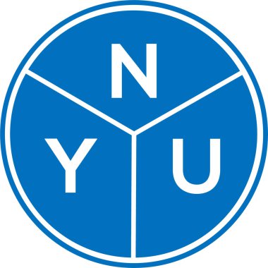 Beyaz arka planda NYU mektup logosu tasarımı. NYU yaratıcı harfler logosu konsepti. NYU mektup tasarımı.