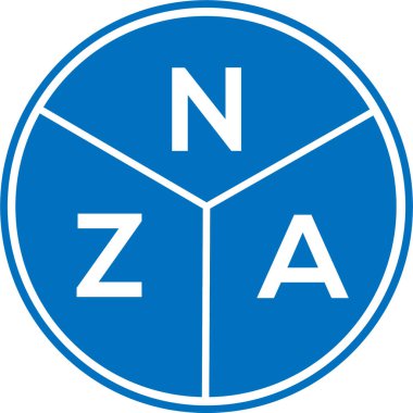 Beyaz arka planda NZA harf logosu tasarımı. NZA yaratıcı harfler logosu konsepti. NZA harf tasarımı.