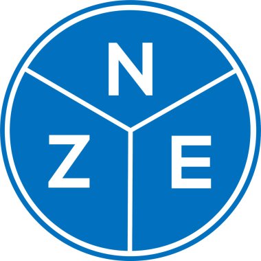 Beyaz arka planda NZE harf logosu tasarımı. NZE yaratıcı harflerin baş harfleri logo kavramı. NZE harf tasarımı.