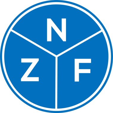 Beyaz arkaplanda NZF harf logosu tasarımı. NZF yaratıcı harf logosu konsepti. NZF harf tasarımı.