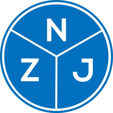 Beyaz arka planda NZJ harf logosu tasarımı. NZJ yaratıcı harflerin baş harfleri logo kavramı. NZJ harf tasarımı.