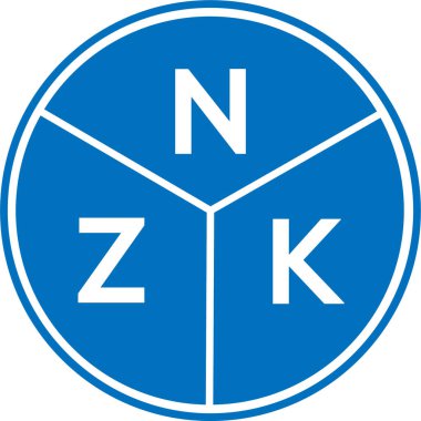 Beyaz arkaplanda NZK harf logosu tasarımı. NZK yaratıcı harflerin baş harfleri logo kavramı. NZK harf tasarımı.