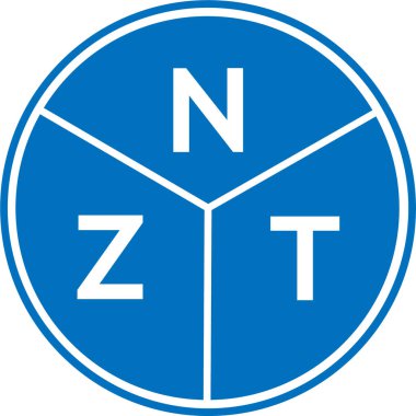 Beyaz arkaplanda NZT harf logosu tasarımı. NZT yaratıcı harf logosu konsepti. NZT harf tasarımı.