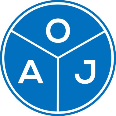 Beyaz arka planda OAJ harf logosu tasarımı. OAJ yaratıcı harflerin baş harfleri logo kavramı. OAJ harf tasarımı.