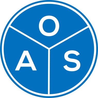 Beyaz arka planda OAS harf logosu tasarımı. OAS yaratıcı harflerin baş harfleri logo kavramı. OAS harf tasarımı.