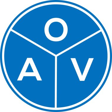 Beyaz arka planda OAV harf logosu tasarımı. OAV yaratıcı harflerin baş harfleri logo kavramı. OAV harf tasarımı.