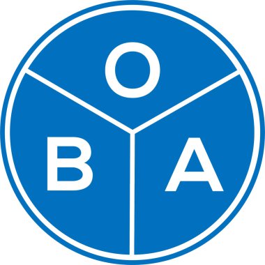 Beyaz arka planda OBA harf logosu tasarımı. OBA yaratıcı harfler logosu konsepti. OBA harf tasarımı.