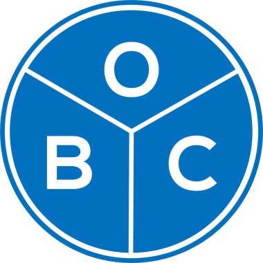 Beyaz arka planda OBC harf logosu tasarımı. OBC yaratıcı harflerin baş harfleri logo kavramı. OBC harf tasarımı.