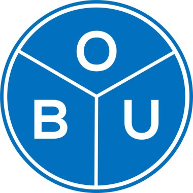 Beyaz arka planda OBU harf logosu tasarımı. OBU yaratıcı harflerin baş harfleri logo kavramı. OBU harf tasarımı.