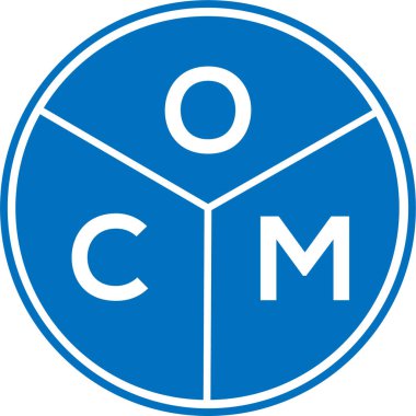 Beyaz arka planda OCM harf logosu tasarımı. OCM yaratıcı harflerin baş harfleri logo kavramı. OCM harf tasarımı.