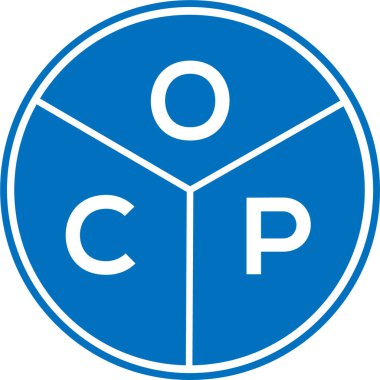 Beyaz arka planda OCP harf logosu tasarımı. OCP yaratıcı harflerin baş harfleri logo kavramı. OCP harf tasarımı.