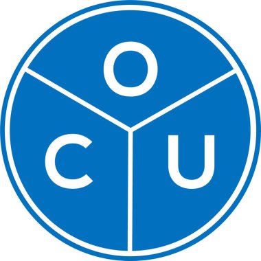 Beyaz arka planda OCU harf logosu tasarımı. OCU yaratıcı harflerin baş harfleri logo kavramı. OCU harf tasarımı.