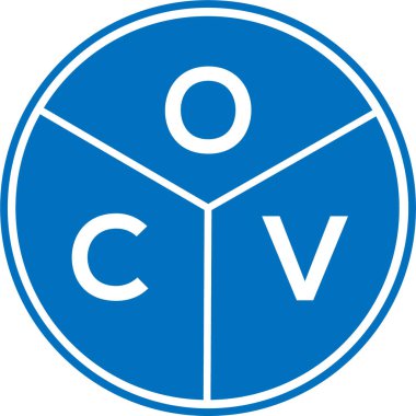 Beyaz arka planda OCV harf logosu tasarımı. OCV yaratıcı harflerin baş harfleri logo kavramı. OCV harf tasarımı.