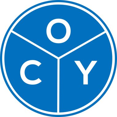 Beyaz arka planda OCY harf logosu tasarımı. OCY yaratıcı harflerin baş harfleri logo kavramı. OCY harf tasarımı.