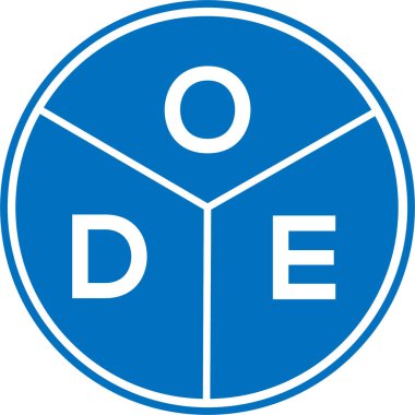 Beyaz arkaplanda ODE harf logosu tasarımı. ODE yaratıcı harflerin baş harfleri logo kavramı. ODE harf tasarımı.