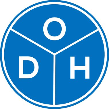 Beyaz arka planda ODH harf logosu tasarımı. ODH yaratıcı harflerin baş harfleri logo kavramı. ODH harf tasarımı.