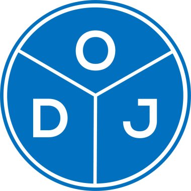 Beyaz arka planda ODJ harf logosu tasarımı. ODJ yaratıcı harflerin baş harfleri logo kavramı. ODJ harf tasarımı.