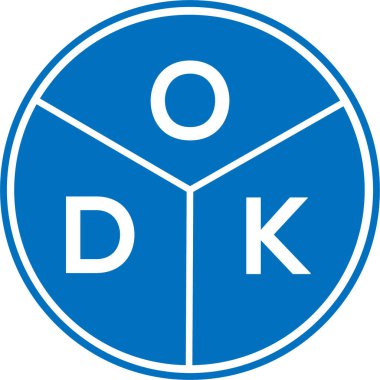 Beyaz arka planda ODK harf logosu tasarımı. ODK yaratıcı harflerin baş harfleri logo kavramı. ODK harf tasarımı.