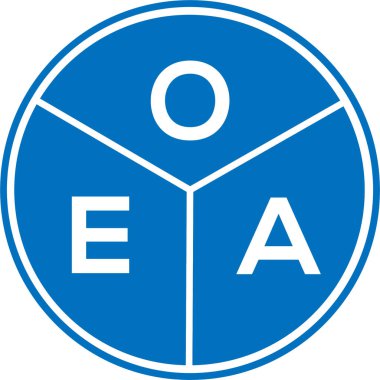 Beyaz arka planda OEA harf logosu tasarımı. OEA yaratıcı harflerin baş harfleri logo kavramı. OEA harf tasarımı.