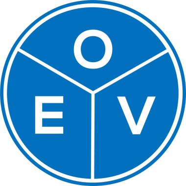 Beyaz arka planda OEV harf logosu tasarımı. OEV yaratıcı harflerin baş harfleri logo kavramı. OEV harf tasarımı.